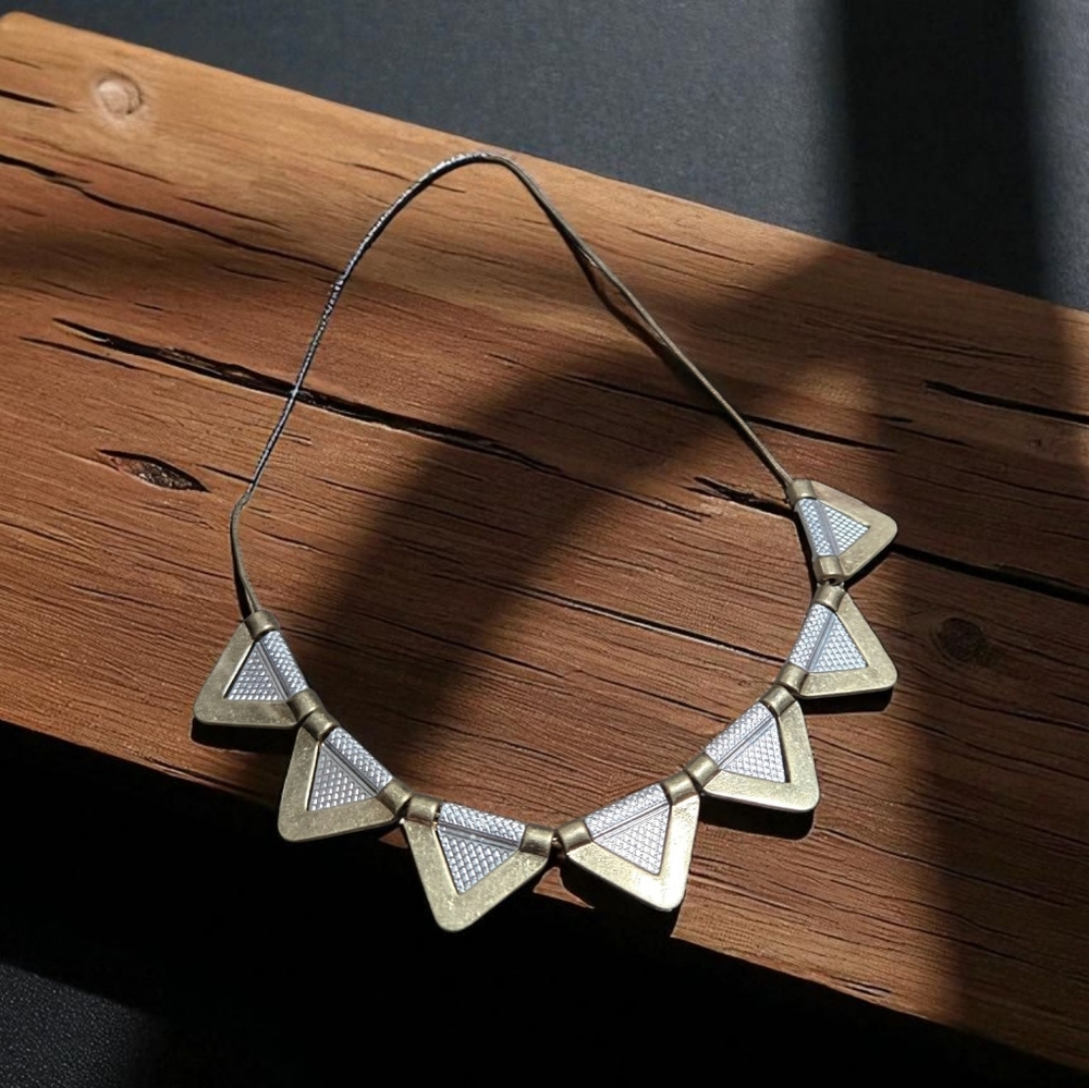Silver & Gold tone triangle necklace